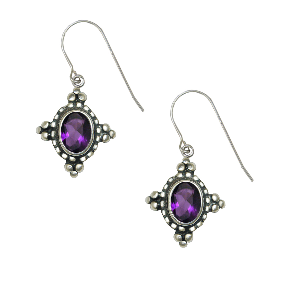 Sterling Silver Petite Amethyst Gemstone Drop Dangle Earrings